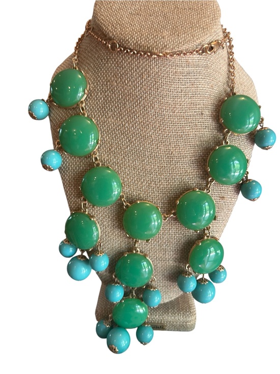 Jewelry - Green & Turquoise Statement Bib Necklace - Unbranded